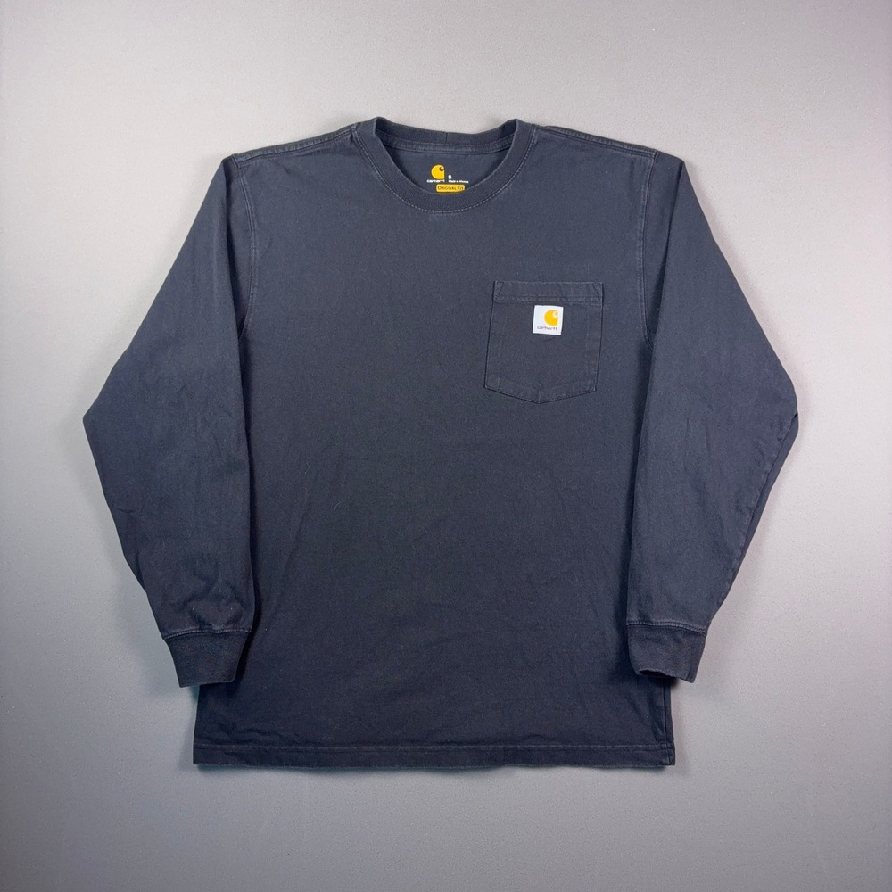 Carhartt Long Sleeve Pocket T-Shirt Mens Small Black Original Fit Workwear Tee